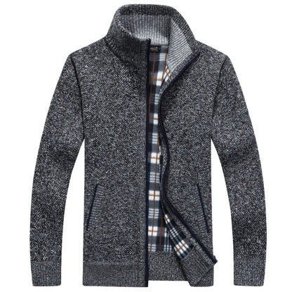 Winter Men's Wool Cardigan Zipper Knitted Thick Casual