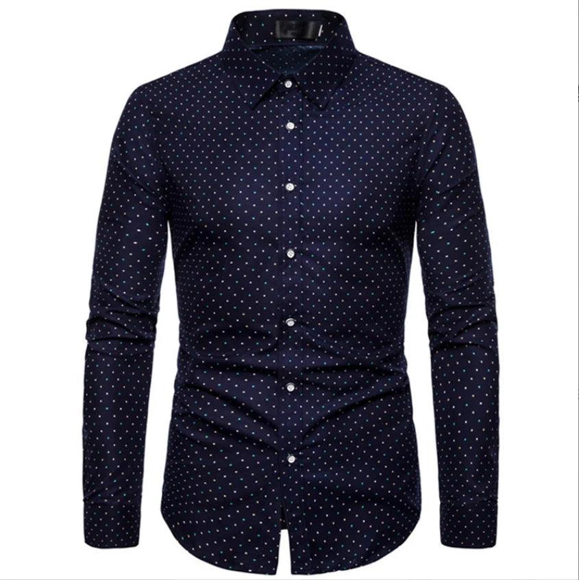 Tropical Floral Print Slim Fit Long-Sleeve Casual Shirt for Men