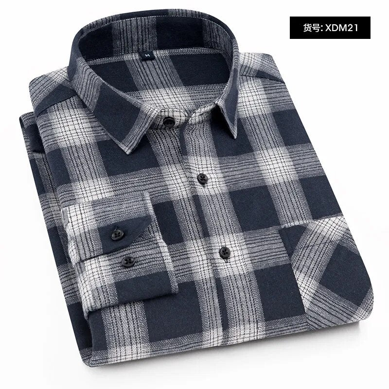 Men's Winter Flannel Checkered Shirts Long Sleeve