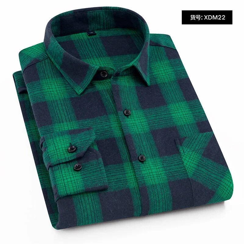 Men's Winter Flannel Checkered Shirts Long Sleeve