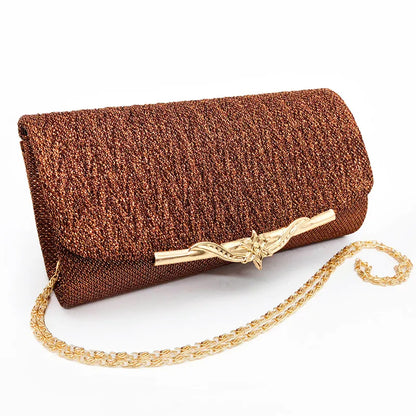 Evening Glitter Clutch Over Shoulder with Chain