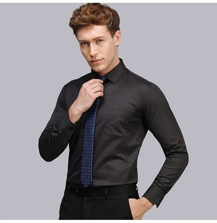 Men's Classic Long Sleeve Solid Basic Formal & Casual Standard Fit