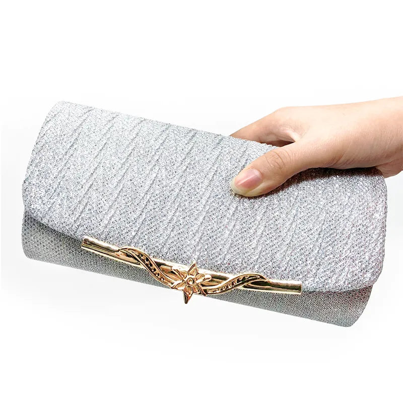 Evening Glitter Clutch Over Shoulder with Chain