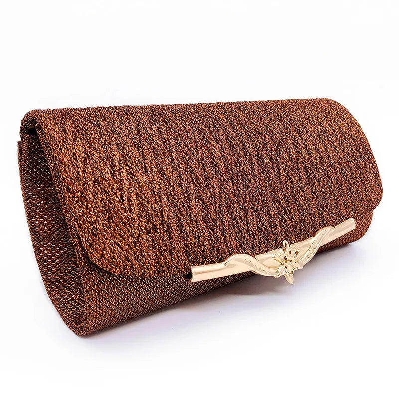 Evening Glitter Clutch Over Shoulder with Chain