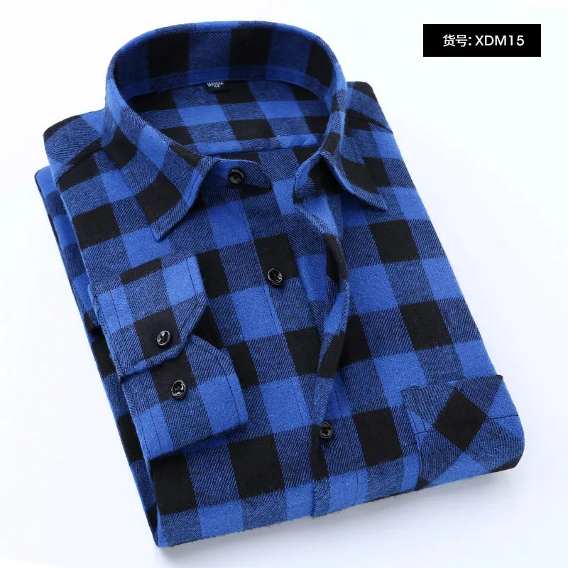 Men's Winter Flannel Checkered Shirts Long Sleeve