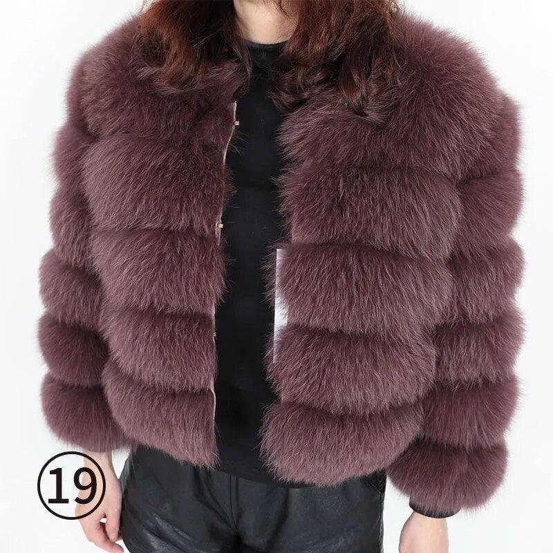 Real Fox Fur Coat Women Winter Warm Luxury Fur Jacket Plus