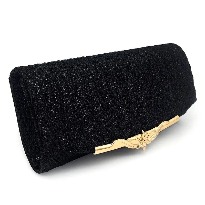 Evening Glitter Clutch Over Shoulder with Chain