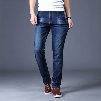 Men's Slim Fit Straight Cut Stretch Denim: Casual Jeans with Pockets