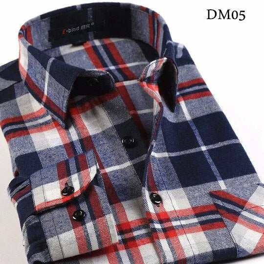 Men's Winter Flannel Checkered Shirts Long Sleeve