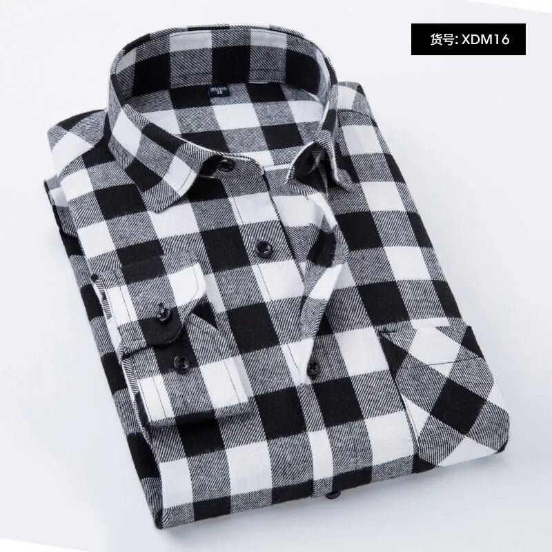 Men's Winter Flannel Checkered Shirts Long Sleeve