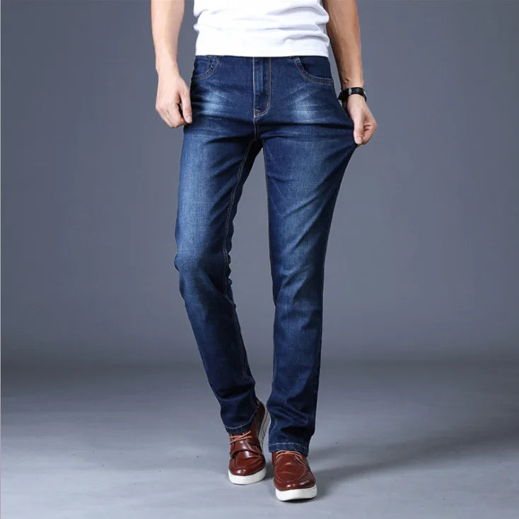 Men's Slim Fit Straight Cut Stretch Denim: Casual Jeans with Pockets