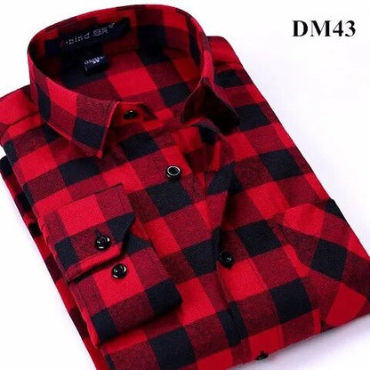 Men's Winter Flannel Checkered Shirts Long Sleeve