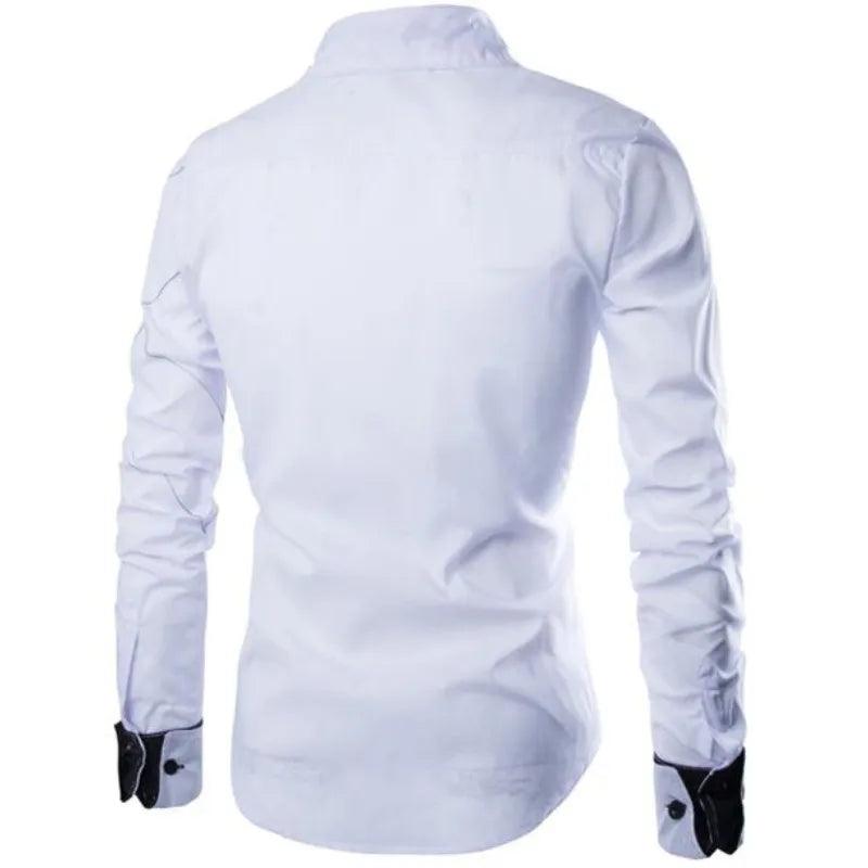 Stylish Slim-Fit Cotton Shirt: Men's Long Sleeve Dressy Casual