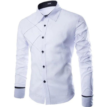 Stylish Slim-Fit Cotton Shirt: Men's Long Sleeve Dressy Casual