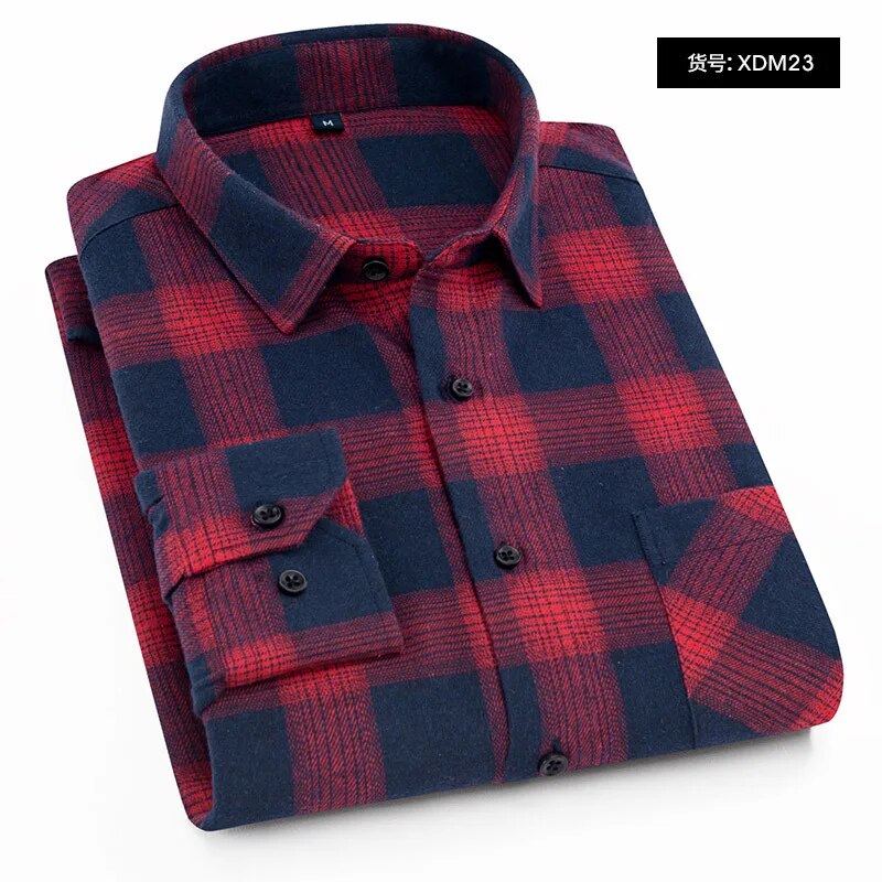 Men's Winter Flannel Checkered Shirts Long Sleeve