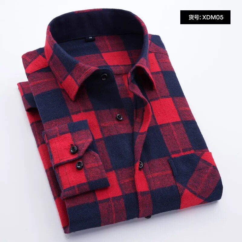 Men's Winter Flannel Checkered Shirts Long Sleeve