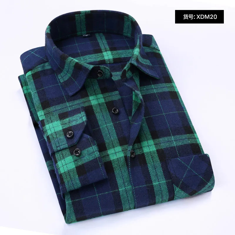 Men's Winter Flannel Checkered Shirts Long Sleeve