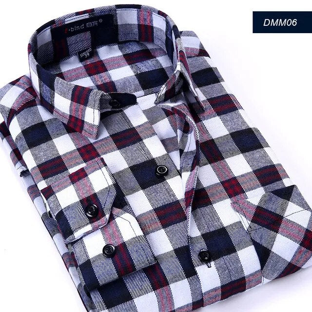 Men's Winter Flannel Checkered Shirts Long Sleeve