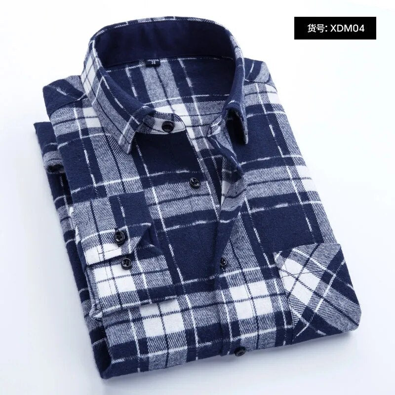 Men's Winter Flannel Checkered Shirts Long Sleeve