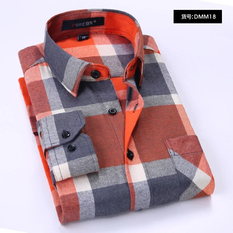 Men's Winter Flannel Checkered Shirts Long Sleeve