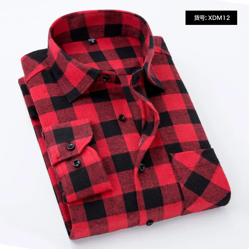 Men's Winter Flannel Checkered Shirts Long Sleeve