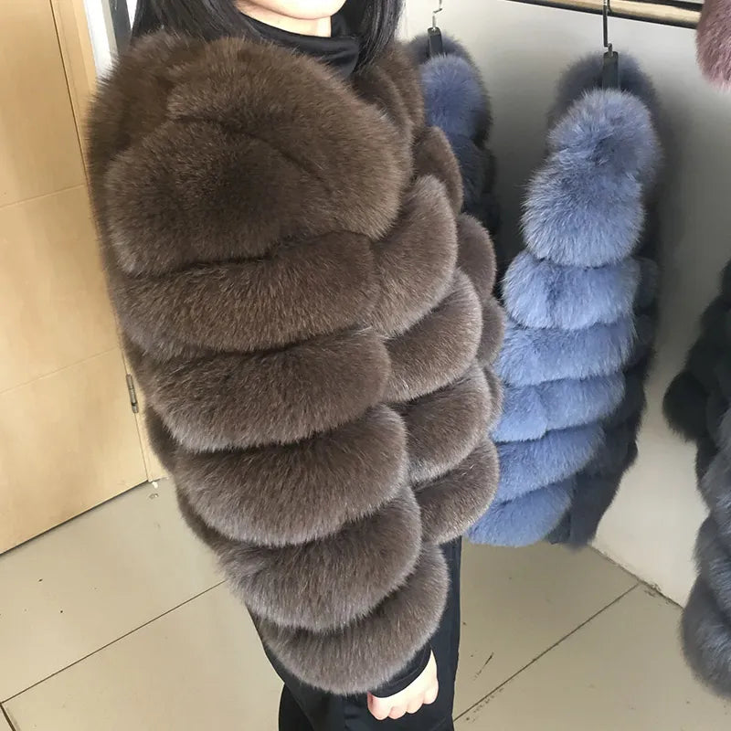 Real Fox Fur Coat Women Winter Warm Luxury Fur Jacket Plus