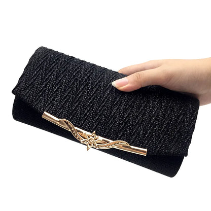 Evening Glitter Clutch Over Shoulder with Chain