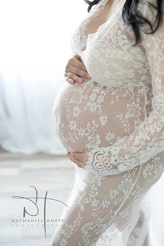 Maternity Maxi Gown Lace Dress