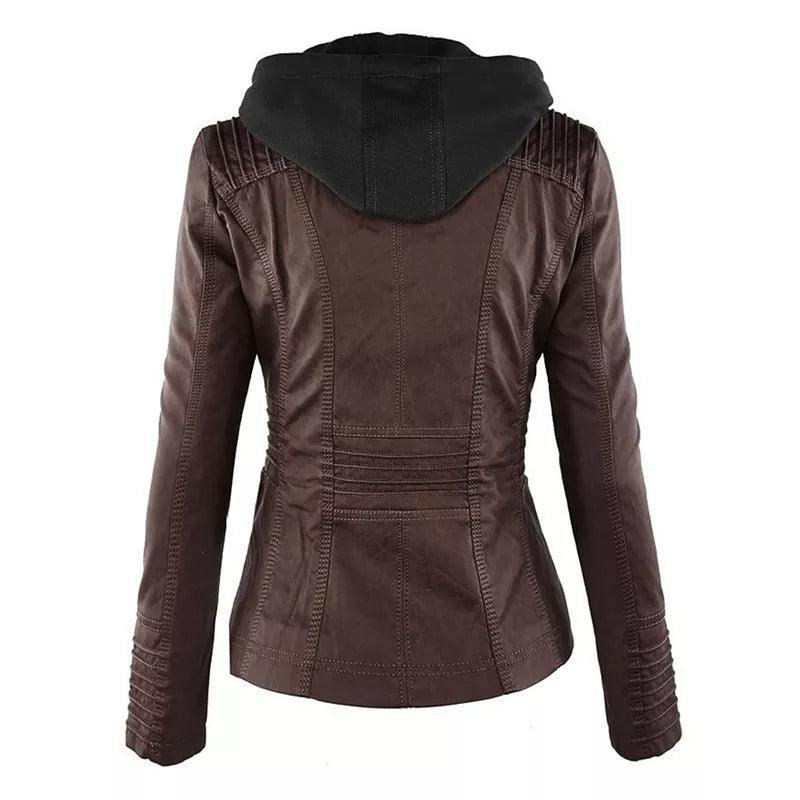 Faux Leather Jacket Women 2022 Hoodies Winter Autumn Motorcycle Jacket Black