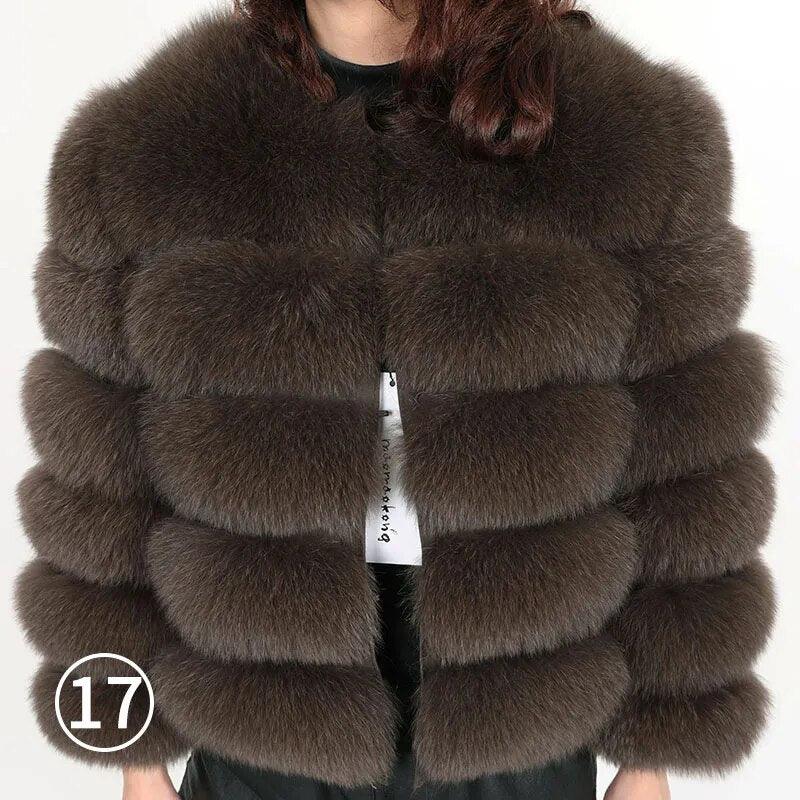 Real Fox Fur Coat Women Winter Warm Luxury Fur Jacket Plus