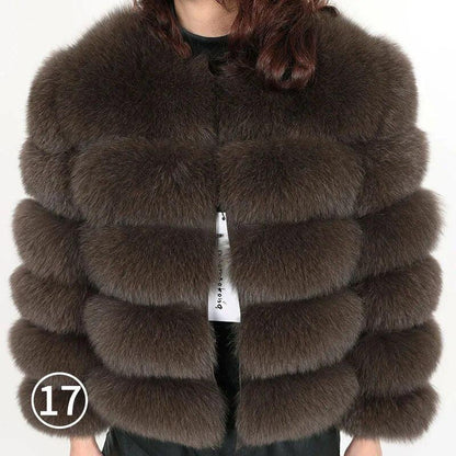 Real Fox Fur Coat Women Winter Warm Luxury Fur Jacket Plus