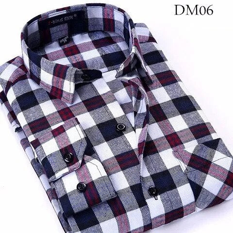 Men's Winter Flannel Checkered Shirts Long Sleeve