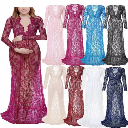 Maternity Maxi Gown Lace Dress