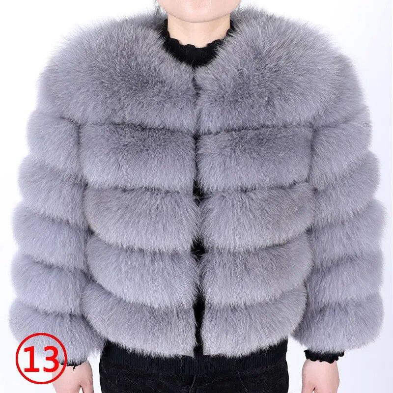 Real Fox Fur Coat Women Winter Warm Luxury Fur Jacket Plus