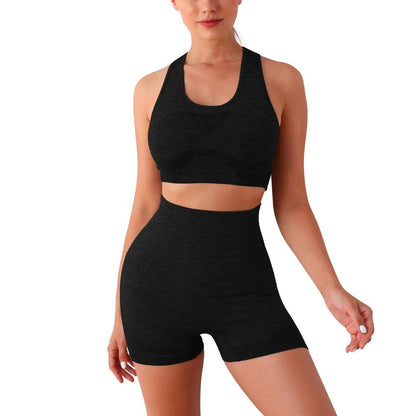 Gym Set with Push-Up Seamless Yoga High-Waist Shorts