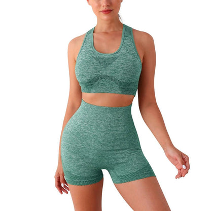 Gym Set with Push-Up Seamless Yoga High-Waist Shorts