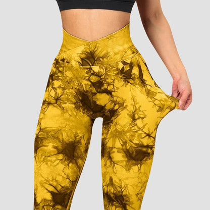 Stylish Tie Dye V Cut Fitness Leggings: Push Up Design, Gym-Ready, Seamless Yoga Pants