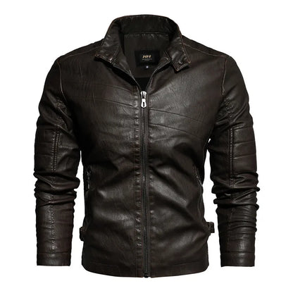 Men's Vintage Leather Motorcycle Jacket Men Casual Winter Jacket Male Fleece Warm Biker Coats riding jacket