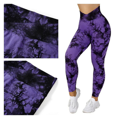 Stylish Tie Dye V Cut Fitness Leggings: Push Up Design, Gym-Ready, Seamless Yoga Pants