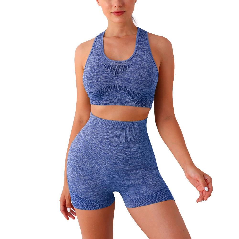 Gym Set with Push-Up Seamless Yoga High-Waist Shorts