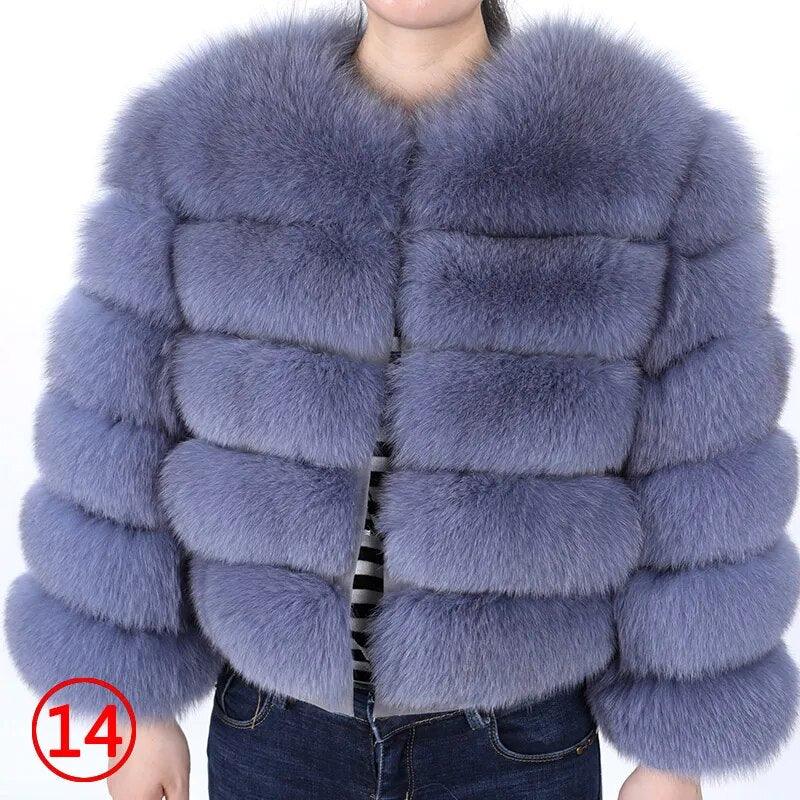 Real Fox Fur Coat Women Winter Warm Luxury Fur Jacket Plus