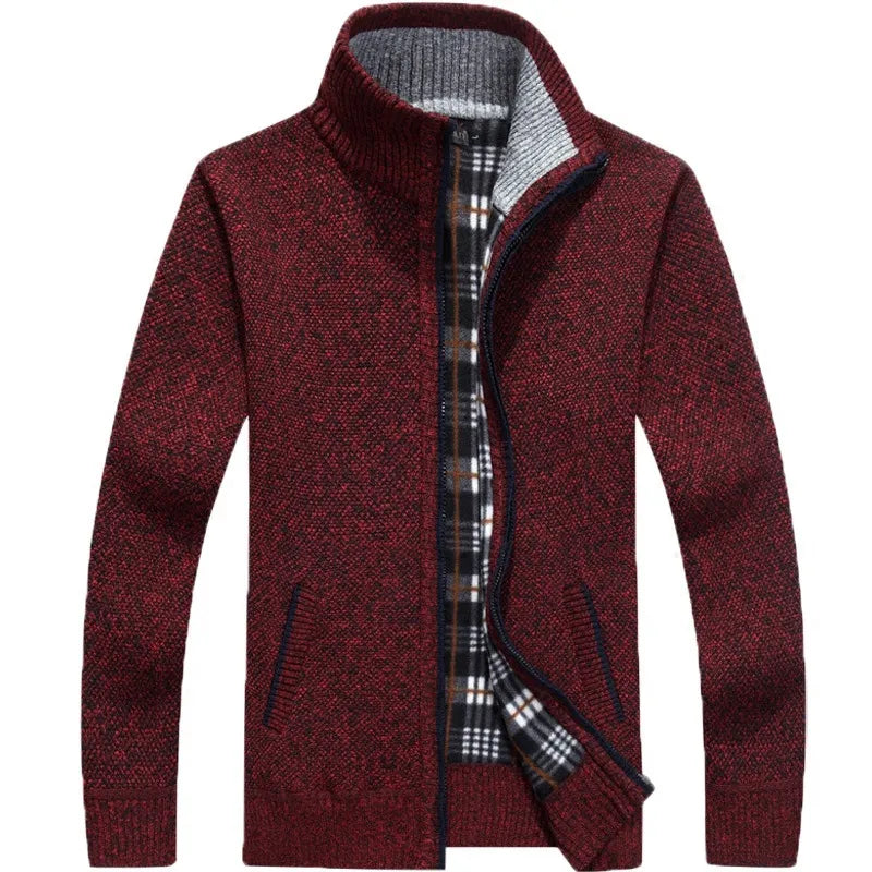 Winter Men's Wool Cardigan Zipper Knitted Thick Casual