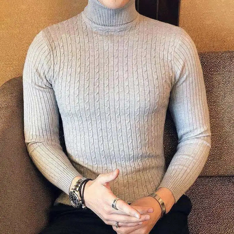 Men Casual Style Wool Turtleneck Warm Cotton Sweaters