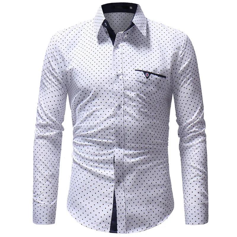 Slim Fit, Men's Long Sleeve Shirt with Star Print