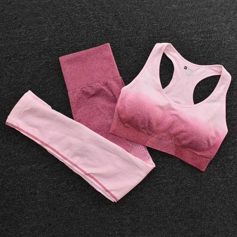 Yoga Set: High Quality Seamless Leggings with Long Sleeve and Crop Top