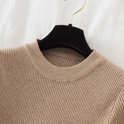 Thick pullovers casual button sleeves o-neck chic soft sweater