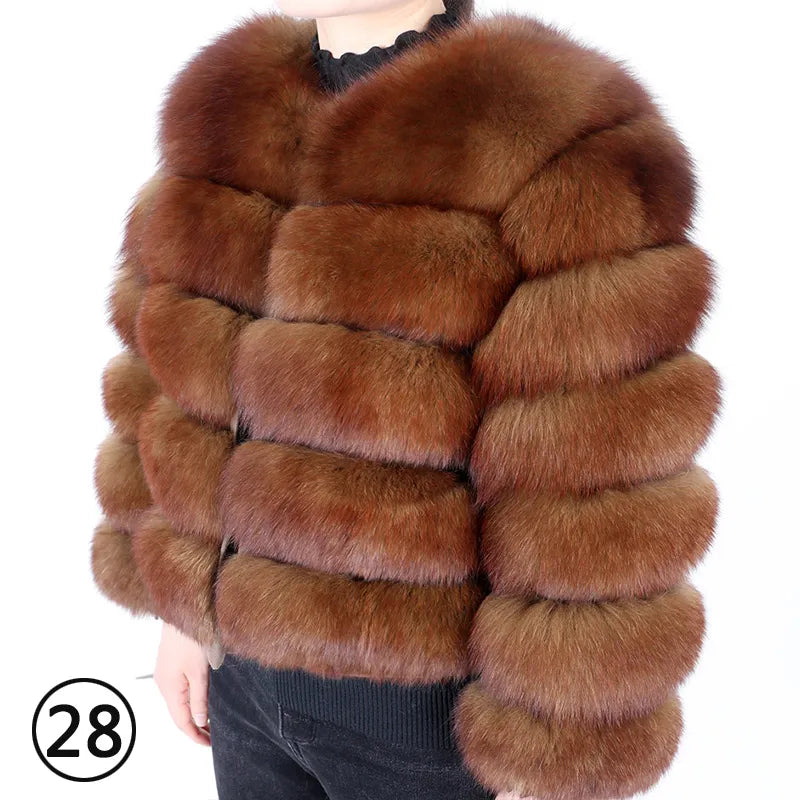 Real Fox Fur Coat Women Winter Warm Luxury Fur Jacket Plus