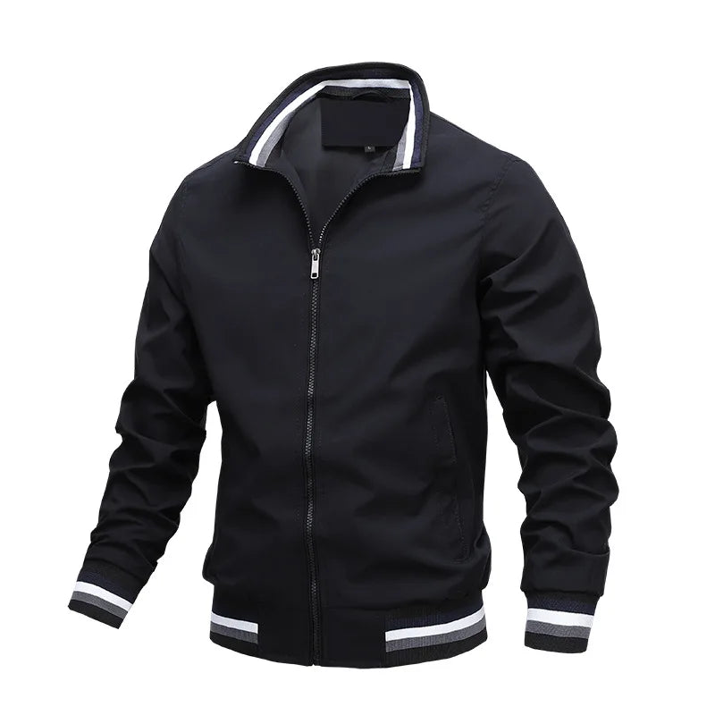 Spring/Autumn Men's Casual Jacket: Sports Solid Color Windbreaker