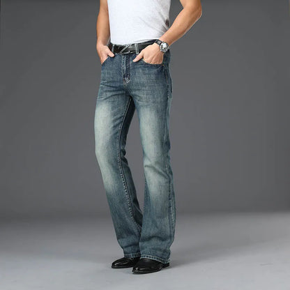 Men's Boot Cut, High Waist, Loose Fit Denim Cotton Blended Jeans