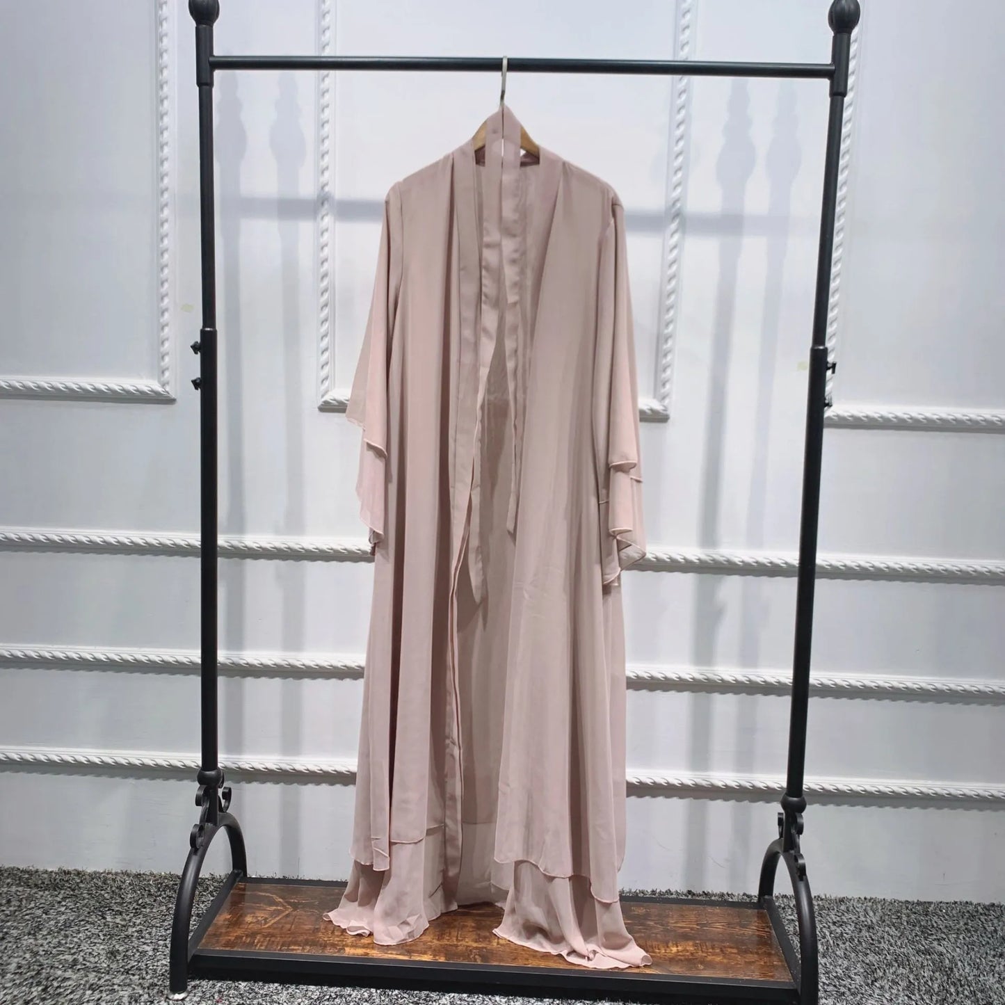 Chiffon Abaya Casual With Belt and Scarf